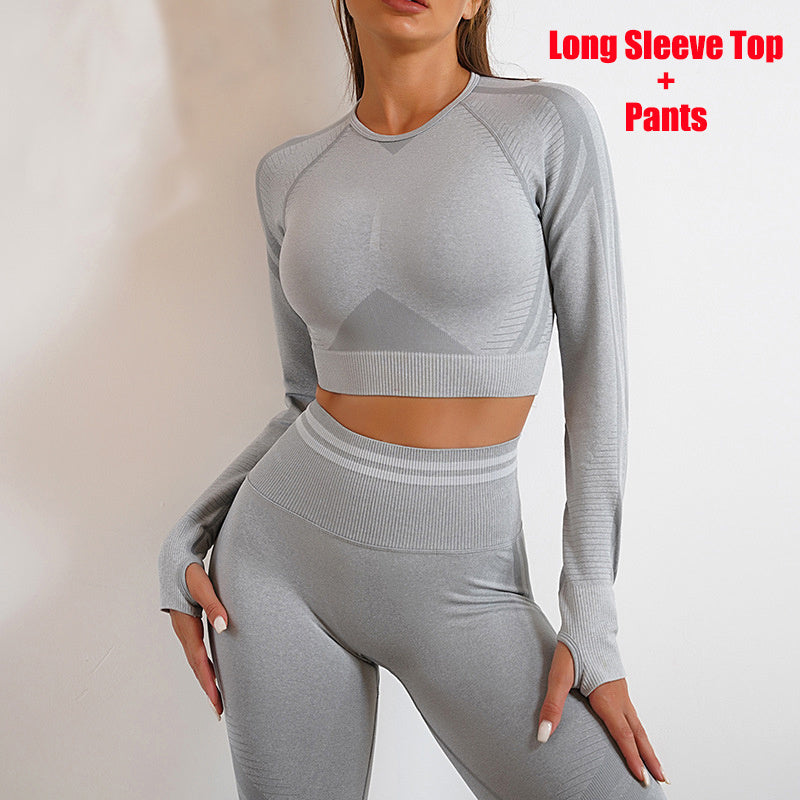 Seamless Yoga Pants & Long Sleeve Tops | Butt-Lifting Slim Fit Workout Sportswear.