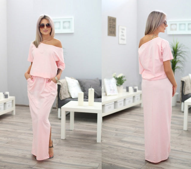 Summer Long Maxi Boho Evening Dress – Elegant Blue Flowy Beach & Party Outfit.