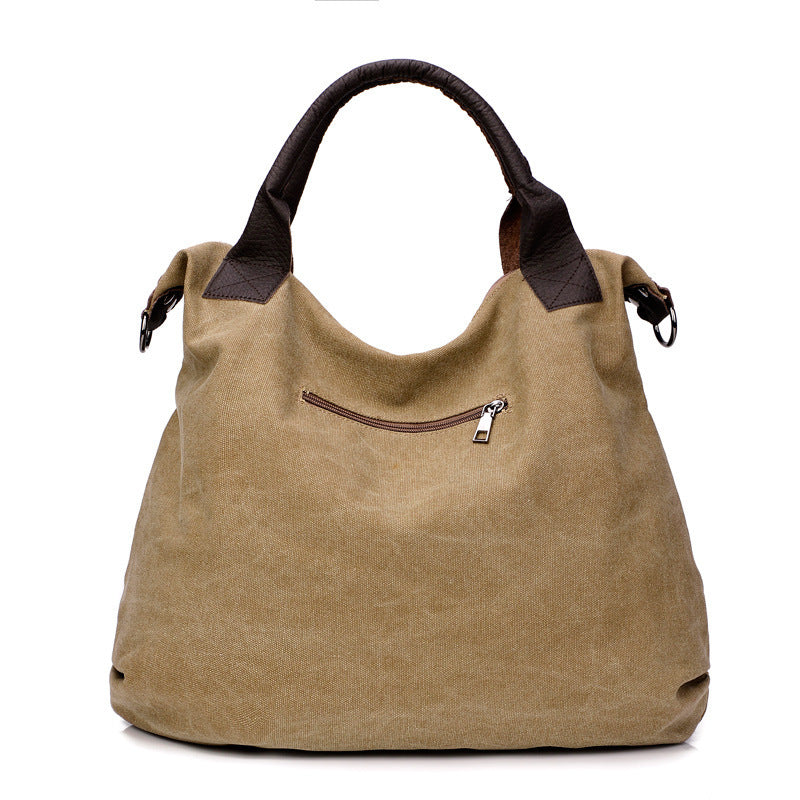Women’s Minimalist Retro Canvas Bag – Vintage Shoulder & Crossbody Handbag.