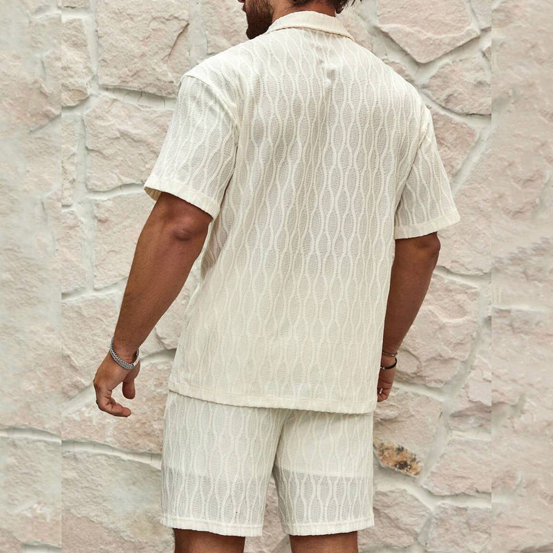 Men’s Summer Tracksuit – Casual Two-Piece Shirt & Shorts Set.