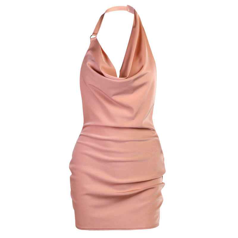 ✨ Satin V-Neck Backless Mini Dress – Summer Party & Evening Outfit.