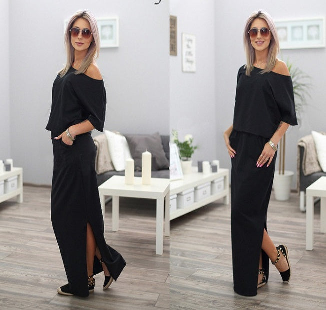 Summer Long Maxi Boho Evening Dress – Elegant Blue Flowy Beach & Party Outfit.