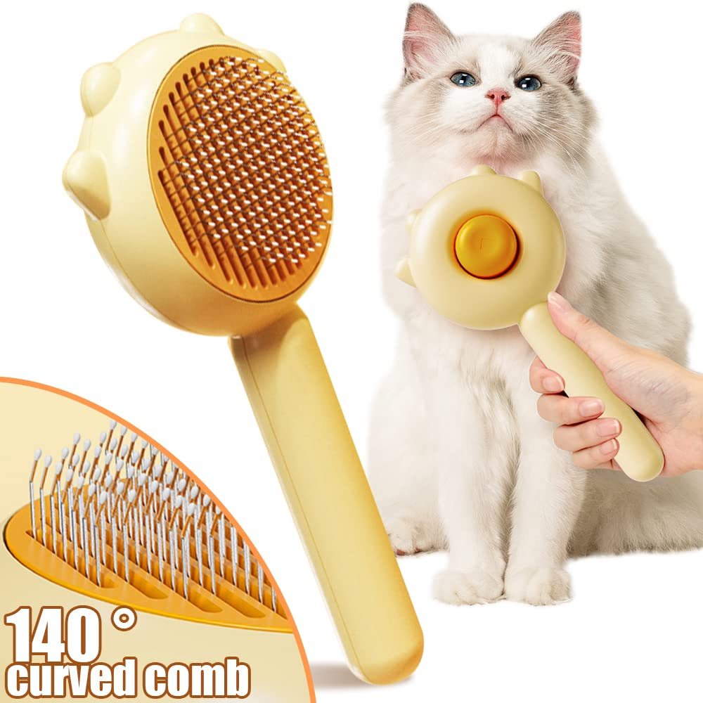 Pet Hair Cleaner & Grooming Brush | Cat & Dog Brush with Release Button for Long & Short Hair - Bright Starz Store