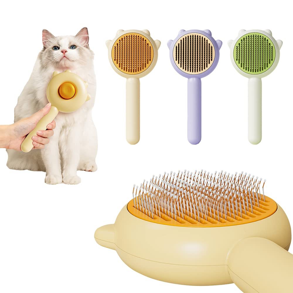 Pet Hair Cleaner & Grooming Brush | Cat & Dog Brush with Release Button for Long & Short Hair cjdropshipping