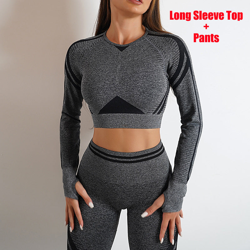 Seamless Yoga Pants & Long Sleeve Tops | Butt-Lifting Slim Fit Workout Sportswear.