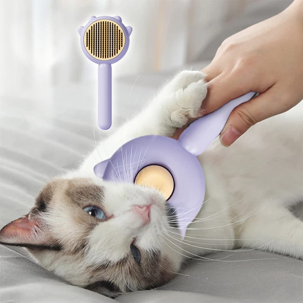 Pet Hair Cleaner & Grooming Brush | Cat & Dog Brush with Release Button for Long & Short Hair - Bright Starz Store
