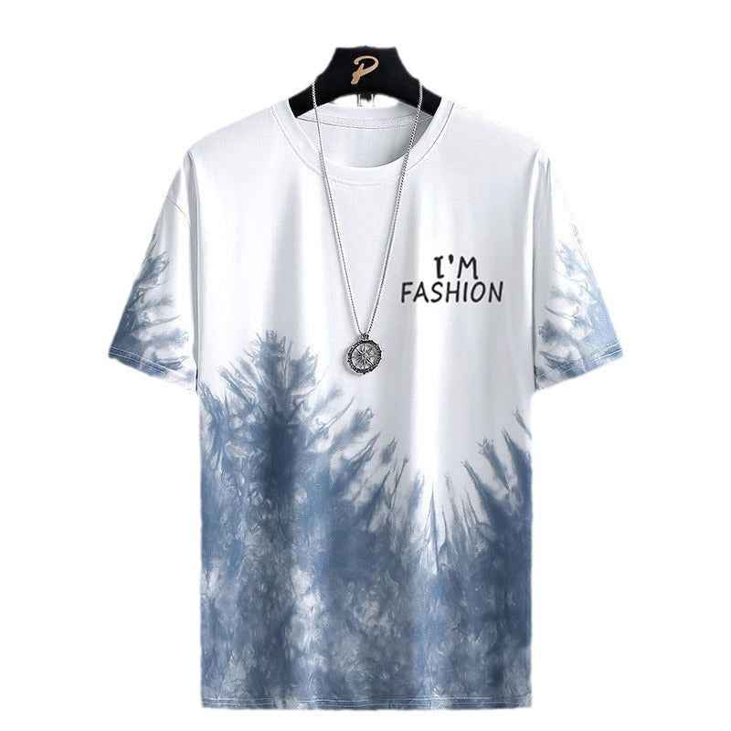 Men’s Ice Silk Short-Sleeved Splash-Ink T-Shirt.