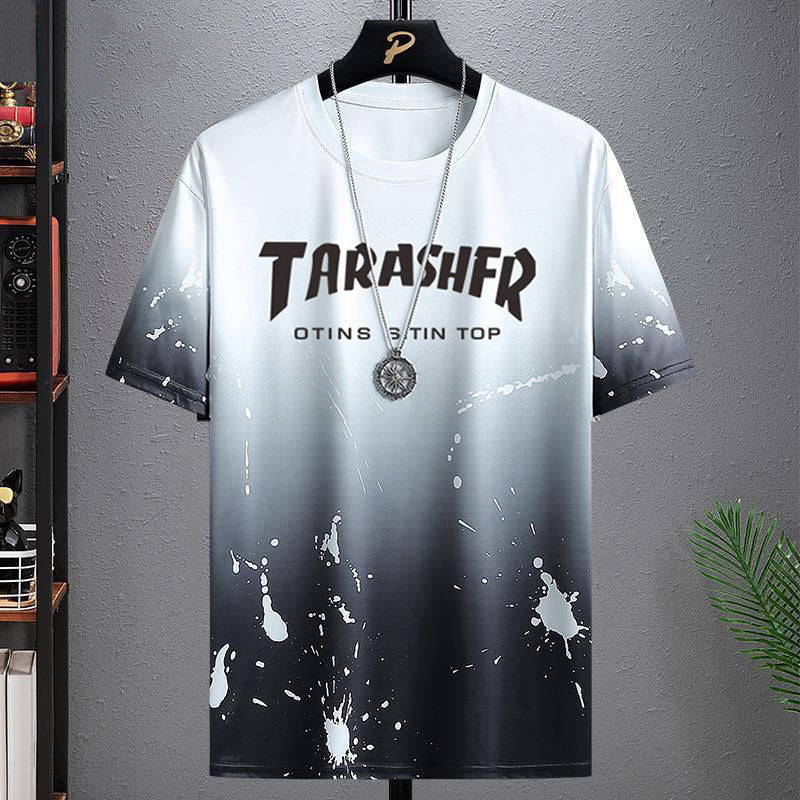 Men’s Ice Silk Short-Sleeved Splash-Ink T-Shirt cjdropshipping