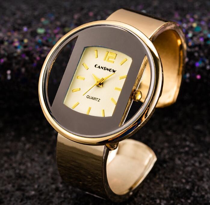 Luxury Women’s Bracelet Watch | Gold & Silver Dial Elegant Quartz Dress Watch - Bright Starz Store