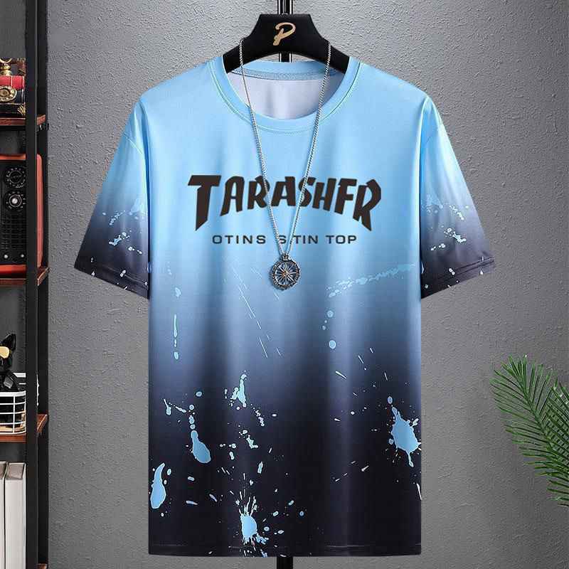 Men’s Ice Silk Short-Sleeved Splash-Ink T-Shirt.