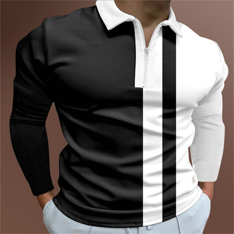 Men’s Striped Polo Shirt – Printed Short Sleeve Lapel T-Shirt for Casual & Smart Wear.