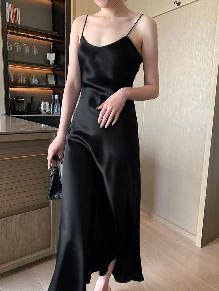 Acetate Satin Slip Dress – Loose & Slim Fit Versatile Satin Dress for All Occasions.