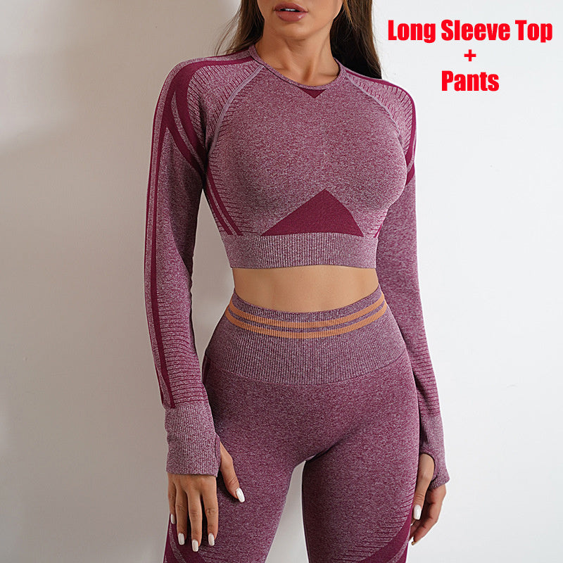 Seamless Yoga Pants & Long Sleeve Tops | Butt-Lifting Slim Fit Workout Sportswear cjdropshipping