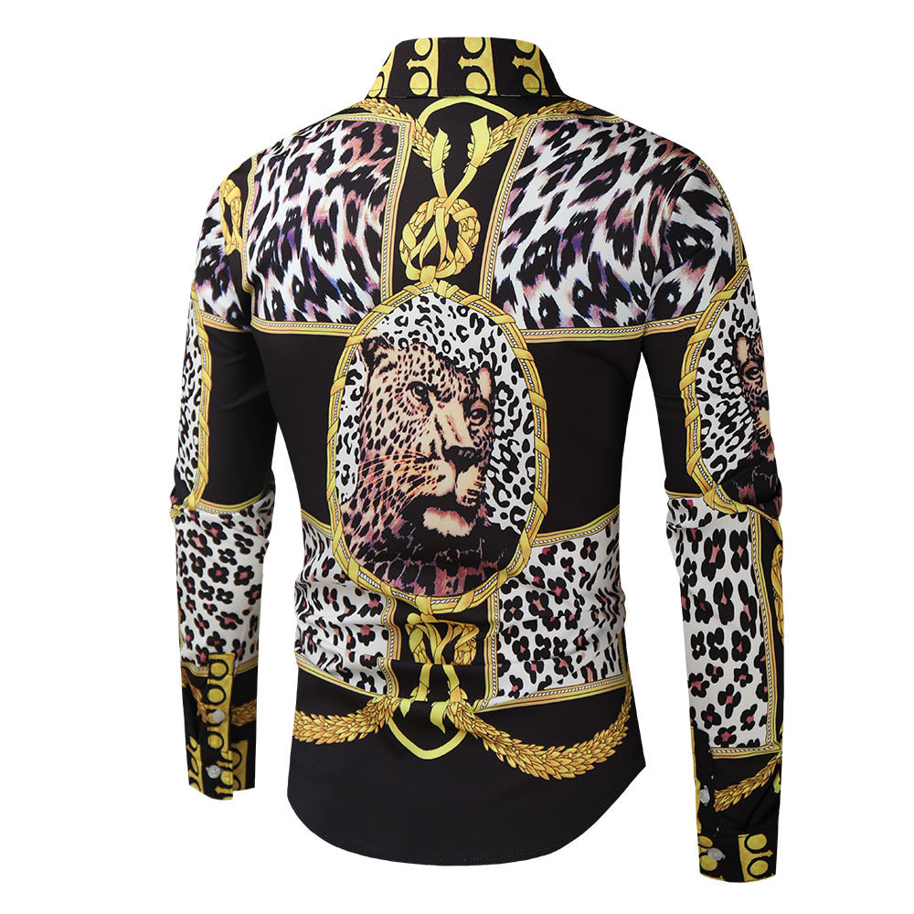 Men's Luxury Long-Sleeved Printed Shirt – Bold Dress Shirt for Casual & Formal Wear.