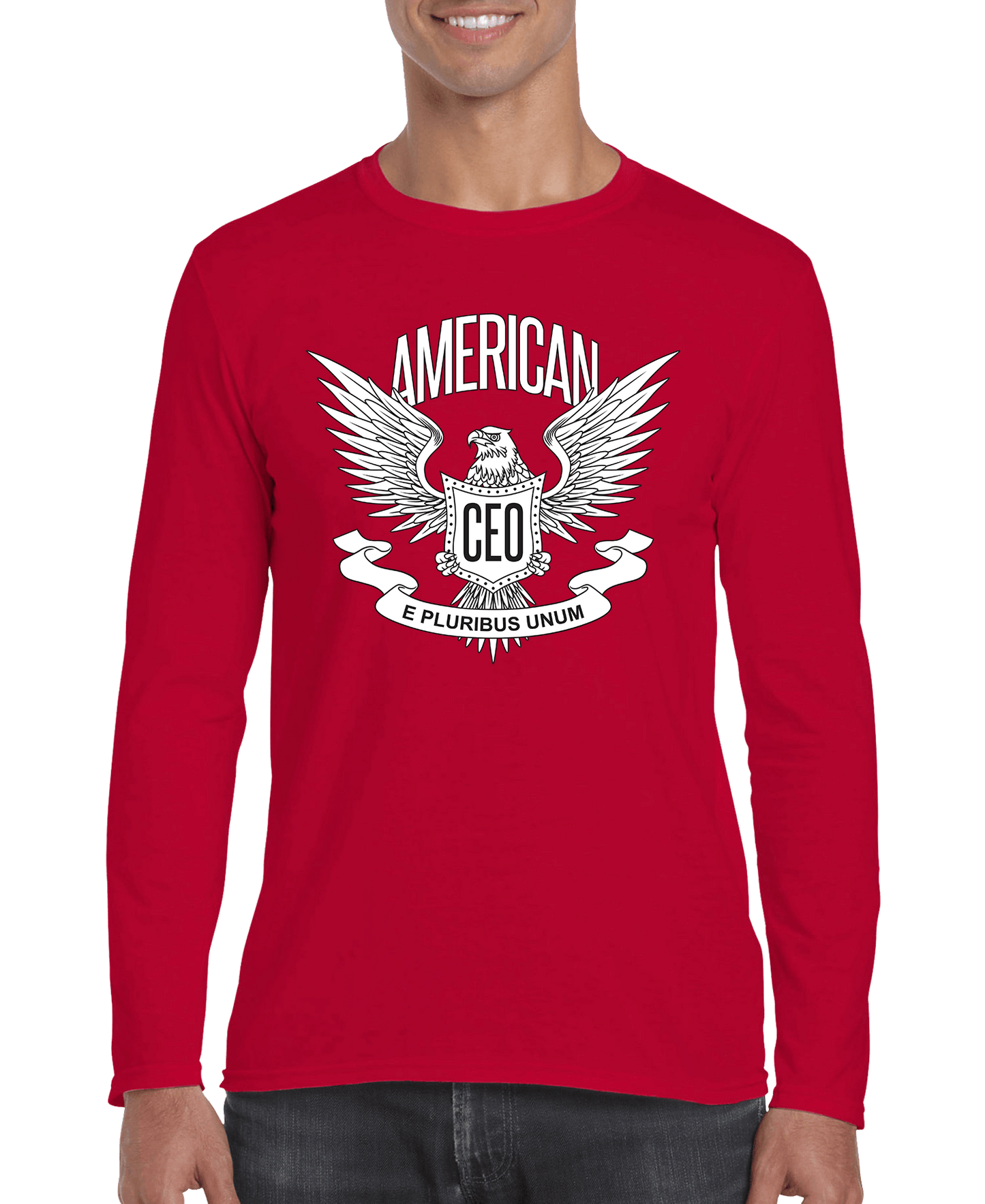 American CEO Patriotic Eagle Men’s Long Sleeve Shirt – Freedom Graphic Tee DC-THE CEO