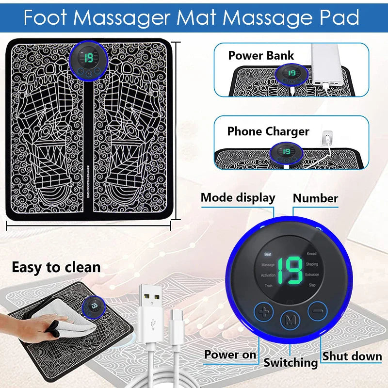 Electric Foot Massager Pad – Muscle Relaxation & Fitness Recovery Trainer for Home & Sport™ Stone's Store
