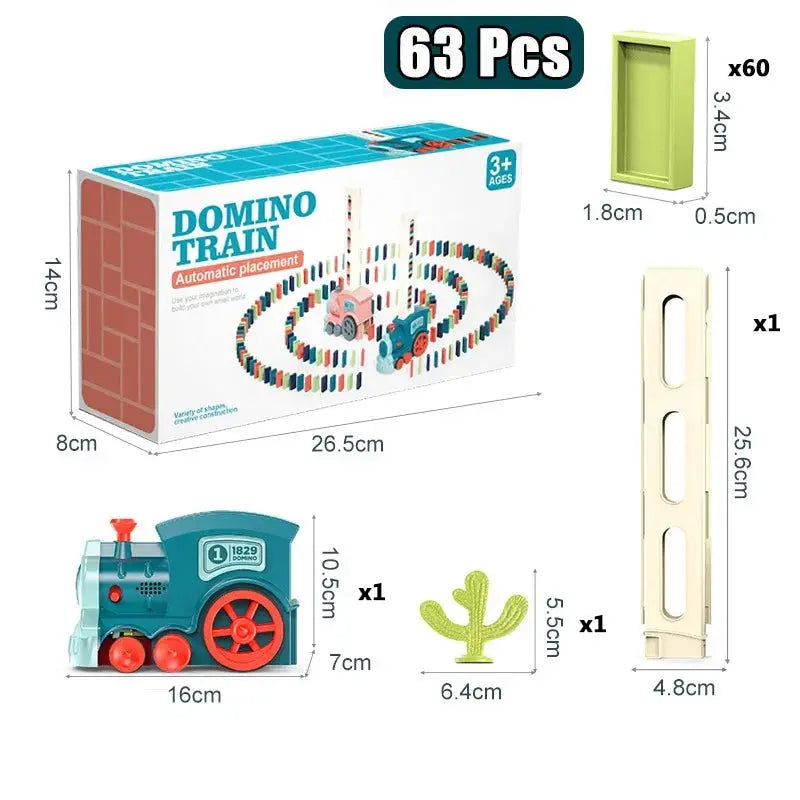 Kids Automatic Domino Train Set | Electric Car Dominoes Educational Toy for Boys & Girls.
