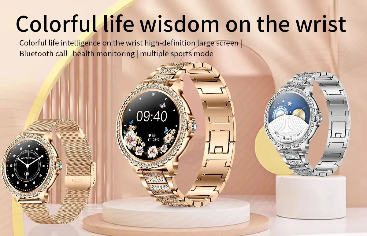 2025 Women’s Gold Luxury Smartwatch | 1.32" HD Screen, Voice Call & Heart Rate Monitor - Bright Starz Store