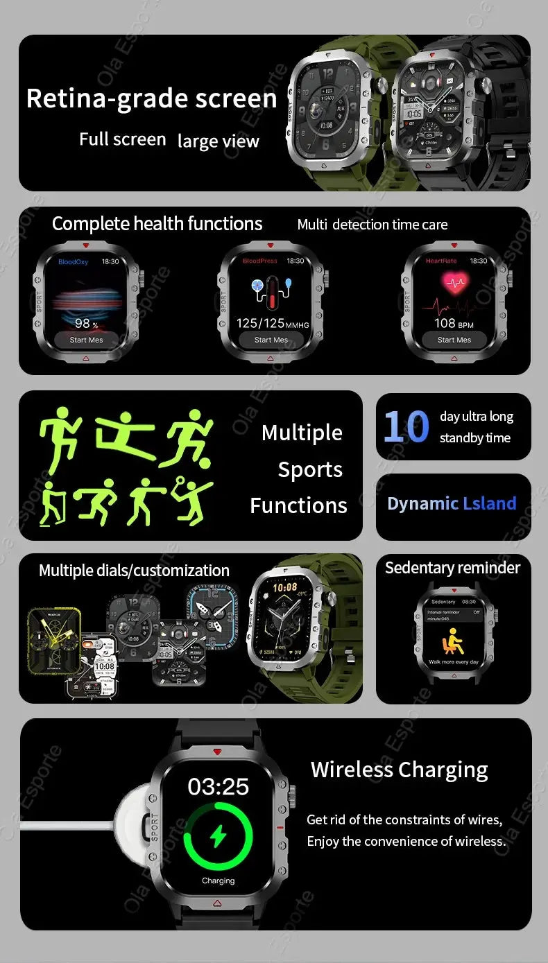 2025 Outdoor Sports Smartwatch | 2.01" HD Screen, Bluetooth Calling & LED Flashlight Dropshipman