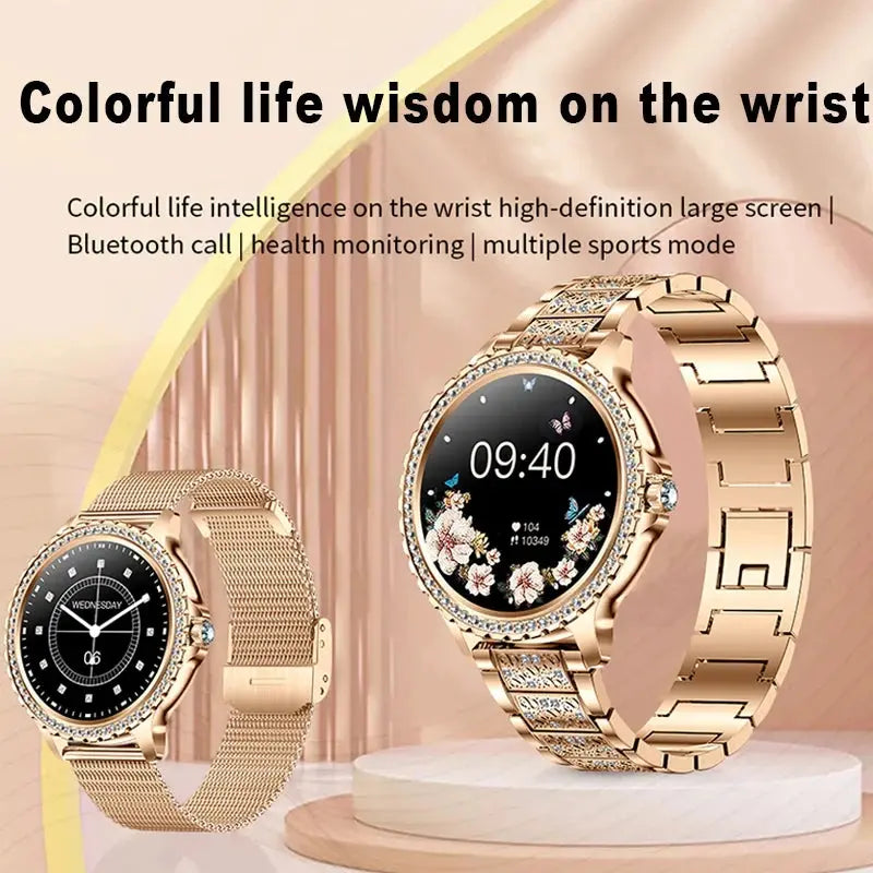 2025 Women’s Gold Luxury Smartwatch | 1.32" HD Screen, Voice Call & Heart Rate Monitor - Bright Starz Store