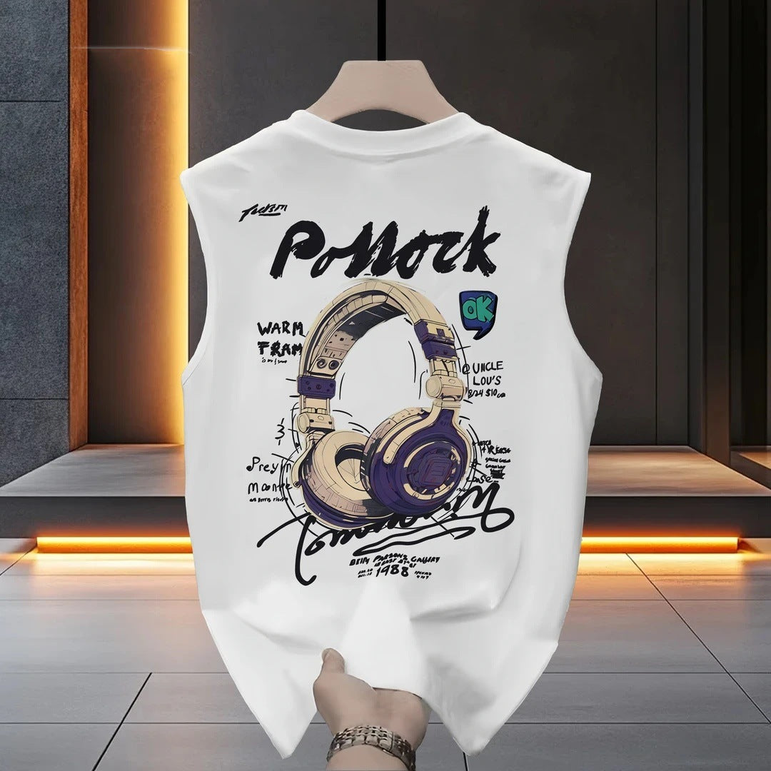 Men’s Sleeveless T-Shirt Jacket – Lightweight Casual Summer Vest Top.