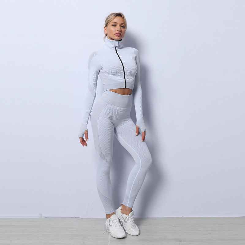 3PCS Women’s Seamless Yoga Set – Fitness Gym Leggings & Crop Top Sports Bra.