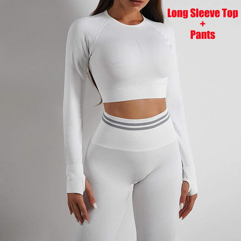 Seamless Yoga Pants & Long Sleeve Tops | Butt-Lifting Slim Fit Workout Sportswear cjdropshipping
