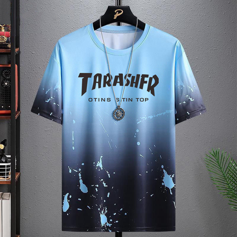 Men’s Ice Silk Short-Sleeved Splash-Ink T-Shirt cjdropshipping