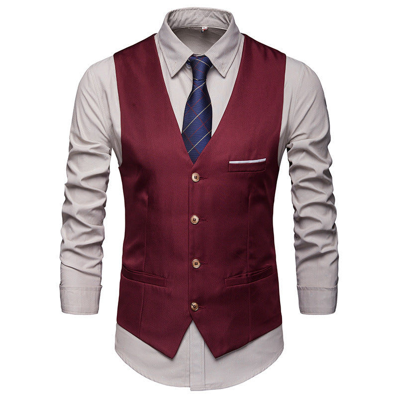 Men’s Suit Vest – Formal & Casual Business Waistcoat for Groomsmen, Weddings, and Office Wear cjdropshipping