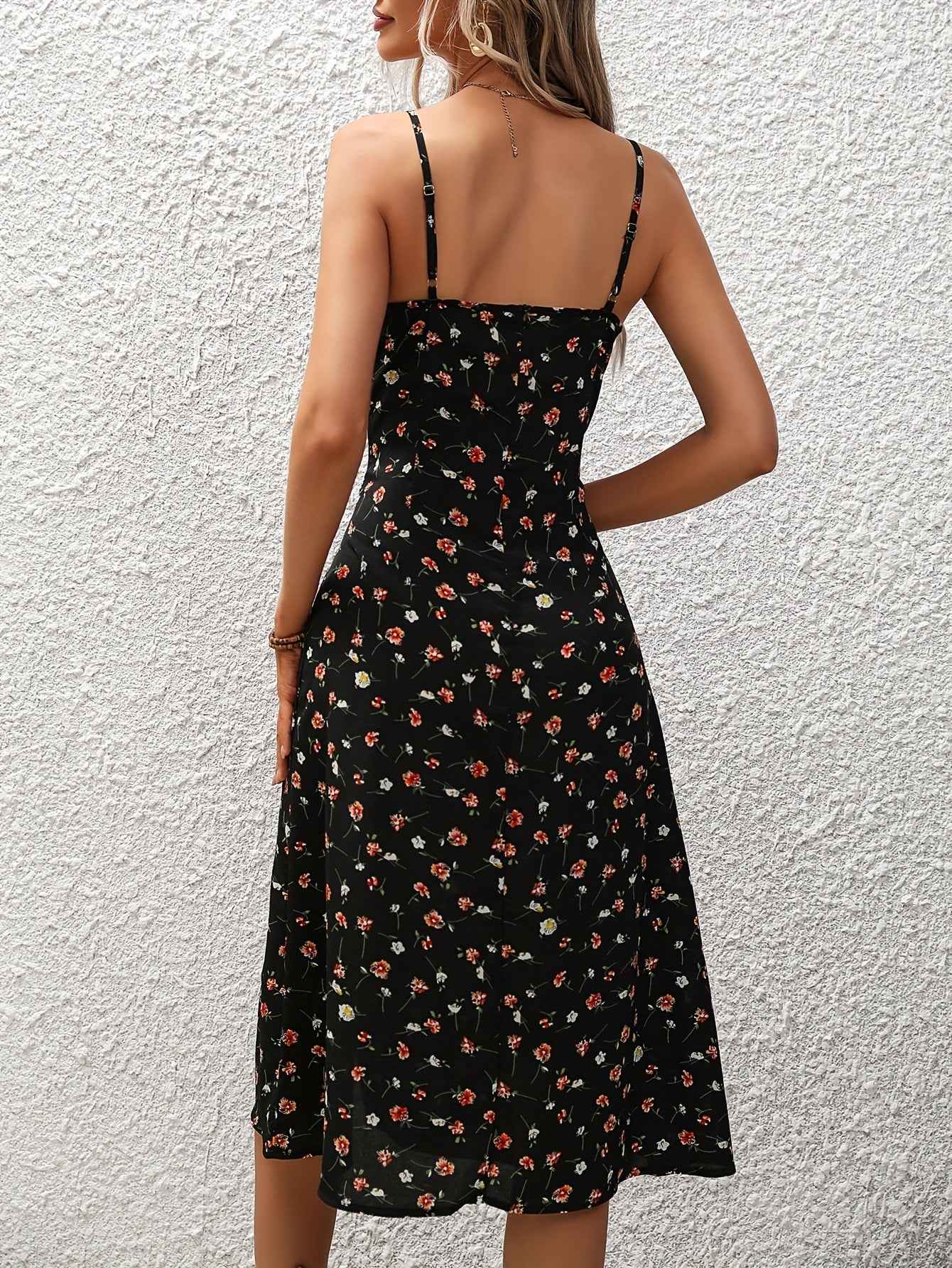 Polka Dot Suspender Split Dress – Summer Sexy Long Dress for Women.
