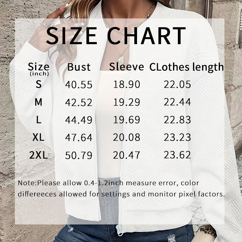 Womens Bomber Jacket Coat Casual Textured Stand Collar Zip Up Fall Fashion Jackets Outfits cjdropshipping