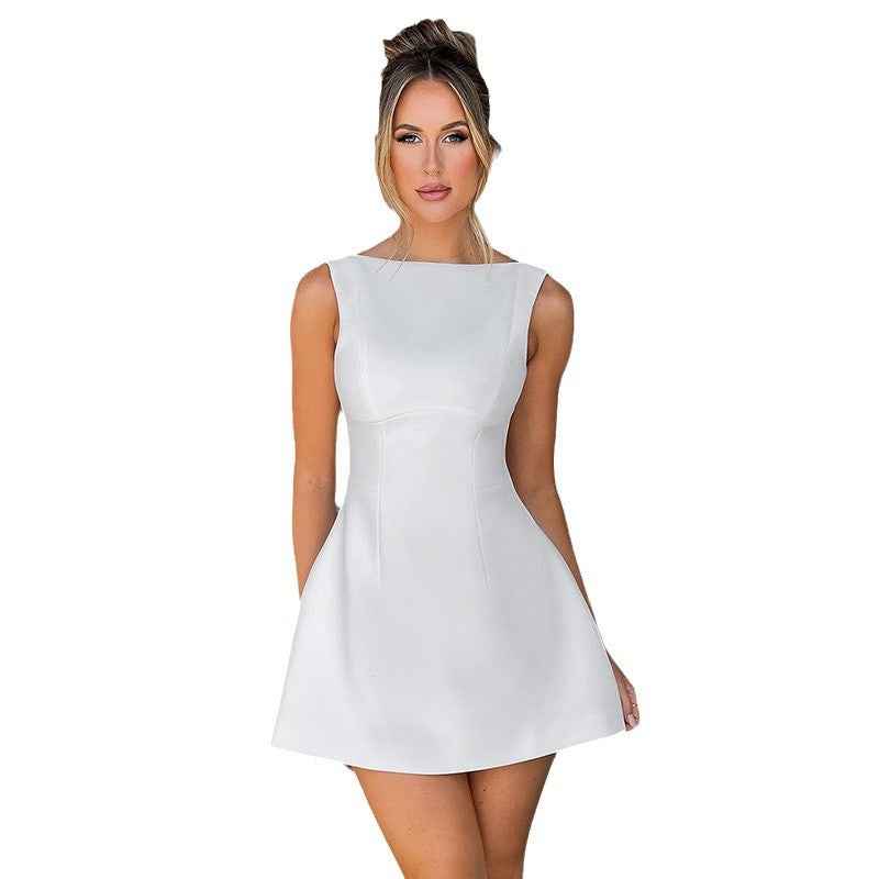 Waist-Cinching Sleeveless Dress – Flattering Summer Casual & Party Outfit for Women.