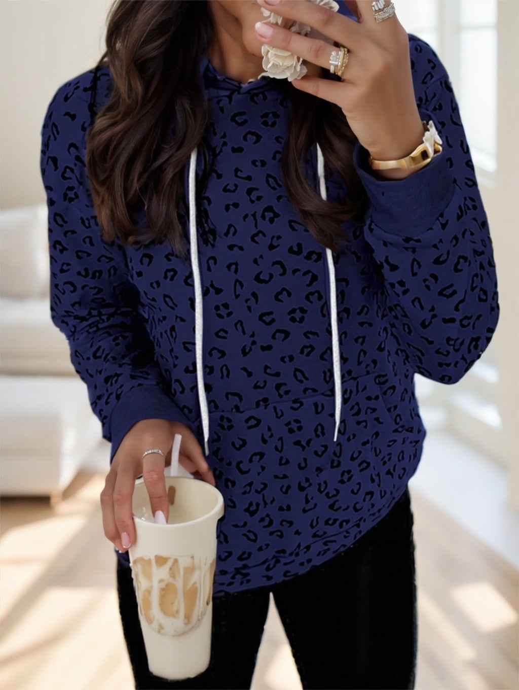 Wild Comfort – Women’s Leopard Print Long Sleeve Casual Hoodie Sweatshirt.