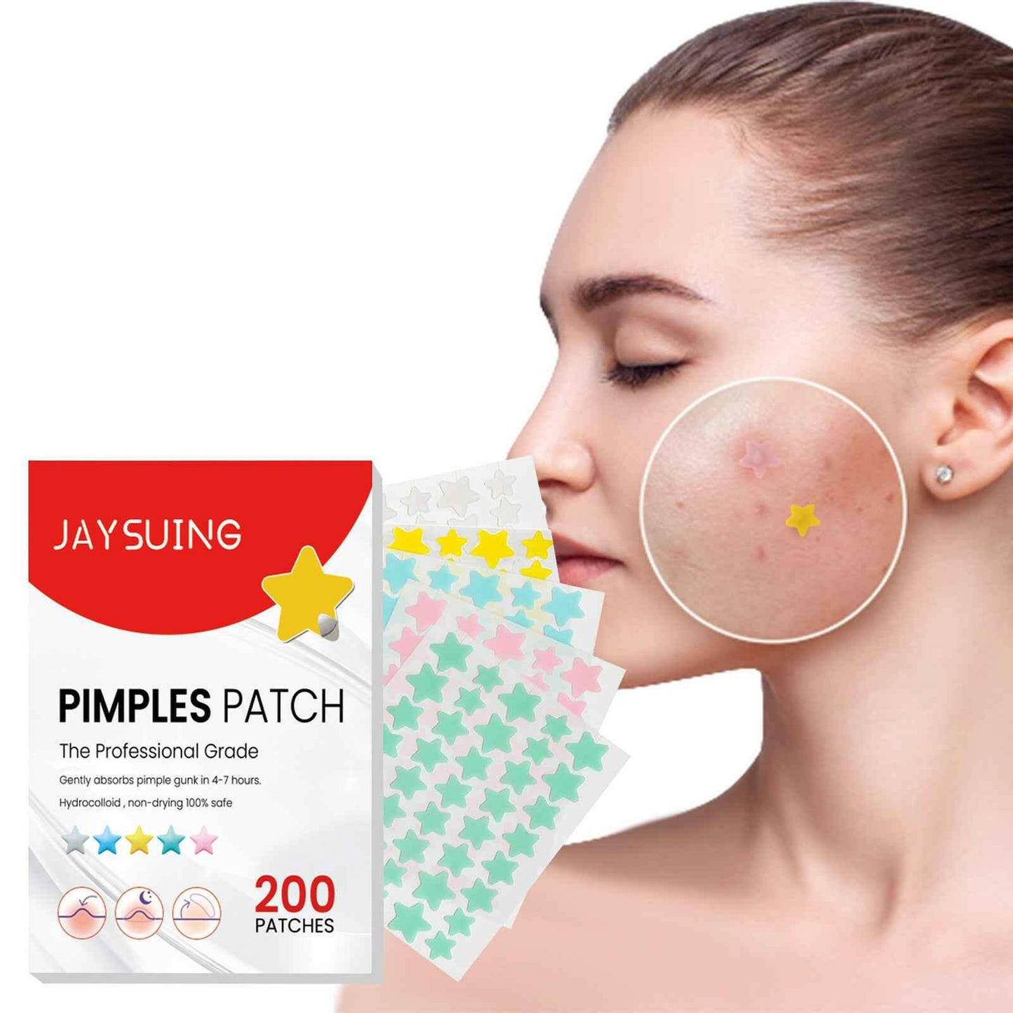 Pimple Patches,Pimple Patches For Face, Hydrocolloid Acne Patches, Cute Star Stickers Hydrocolloid Acne Pimple Patch For Covering Zits And Blemishes.