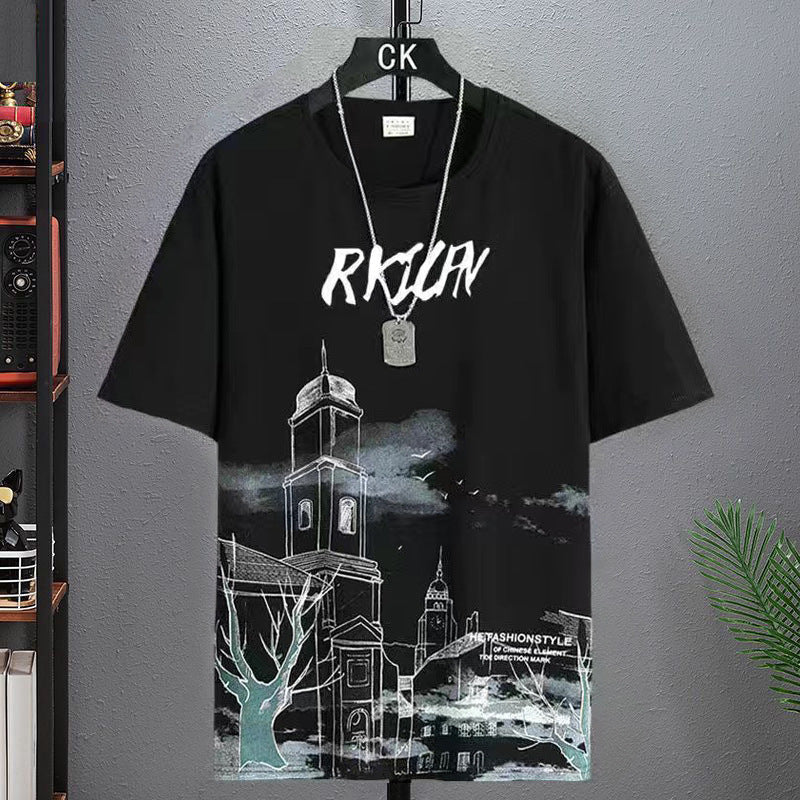 Men’s Ice Silk Short-Sleeved Splash-Ink T-Shirt cjdropshipping