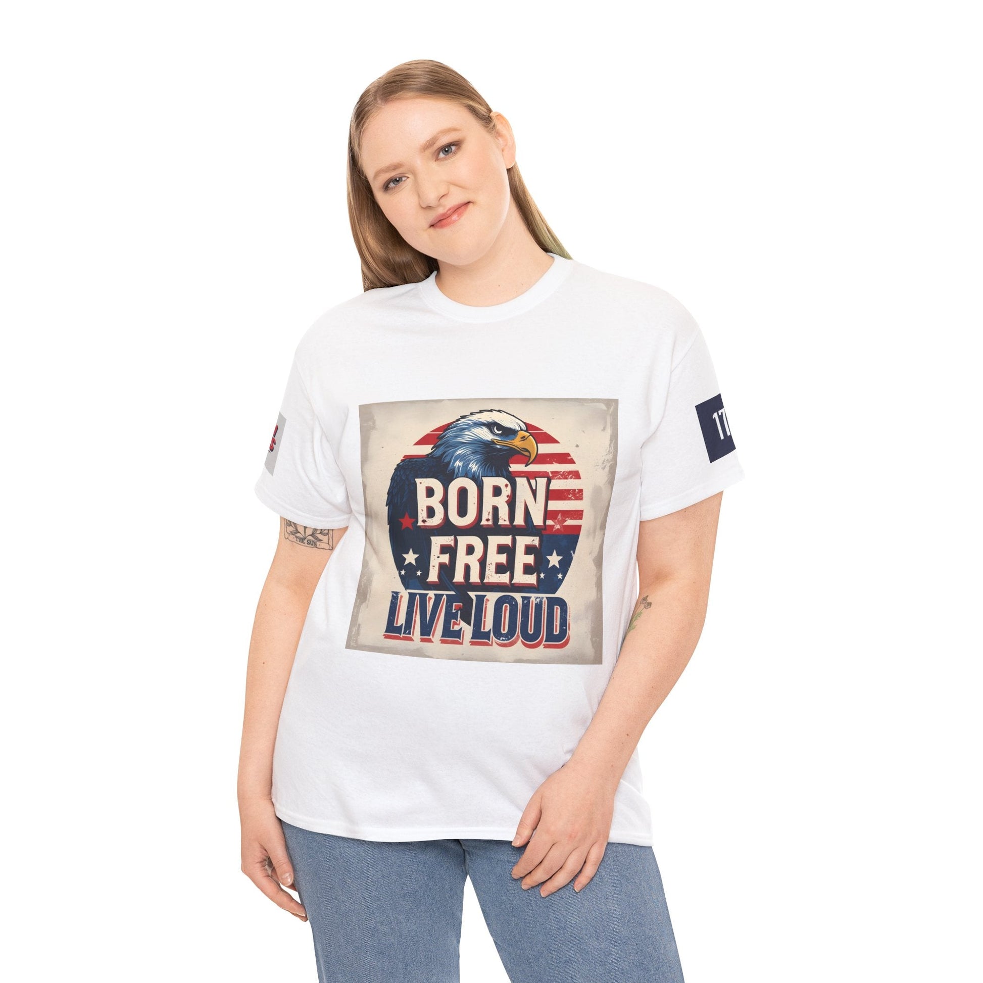 Patriotic Unisex Tee - Born Free Live Loud American Pride Shirt Printify