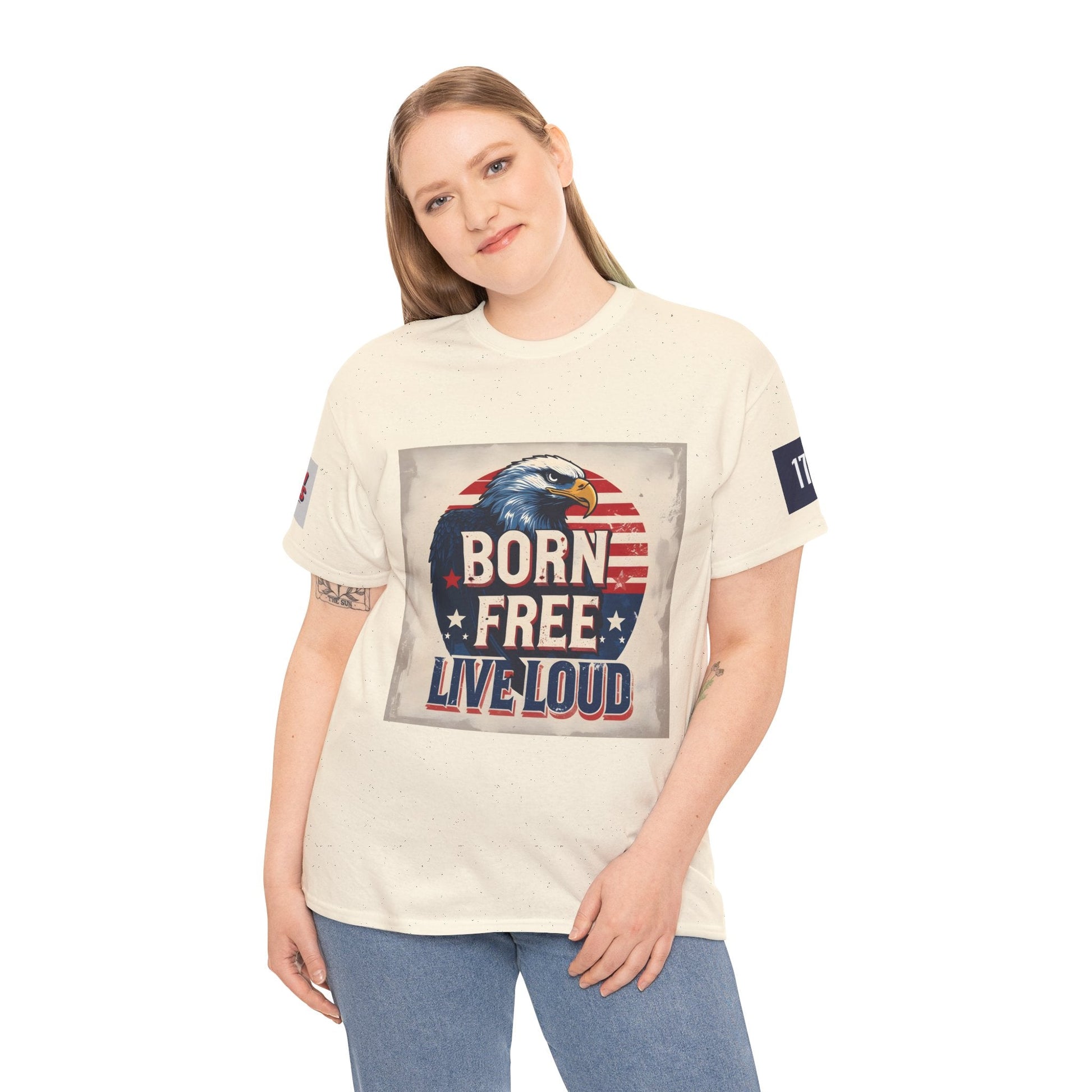 Patriotic Unisex Tee - Born Free Live Loud American Pride Shirt Printify