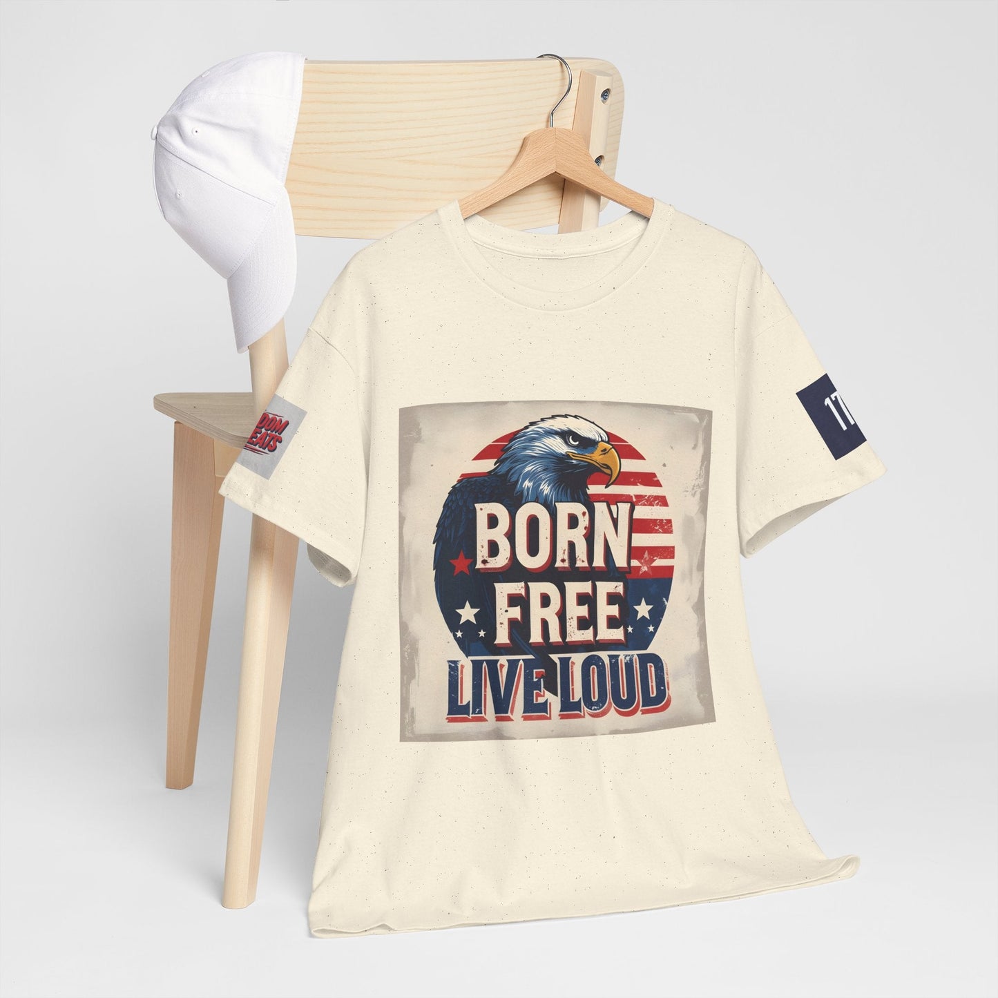 Patriotic Unisex Tee - Born Free Live Loud American Pride Shirt Printify