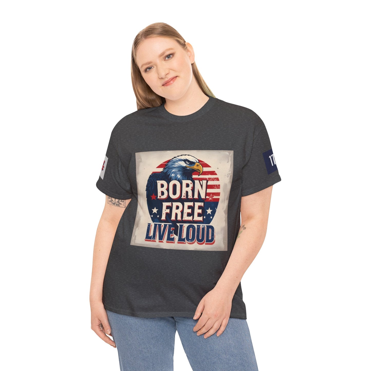 Patriotic Unisex Tee - Born Free Live Loud American Pride Shirt Printify