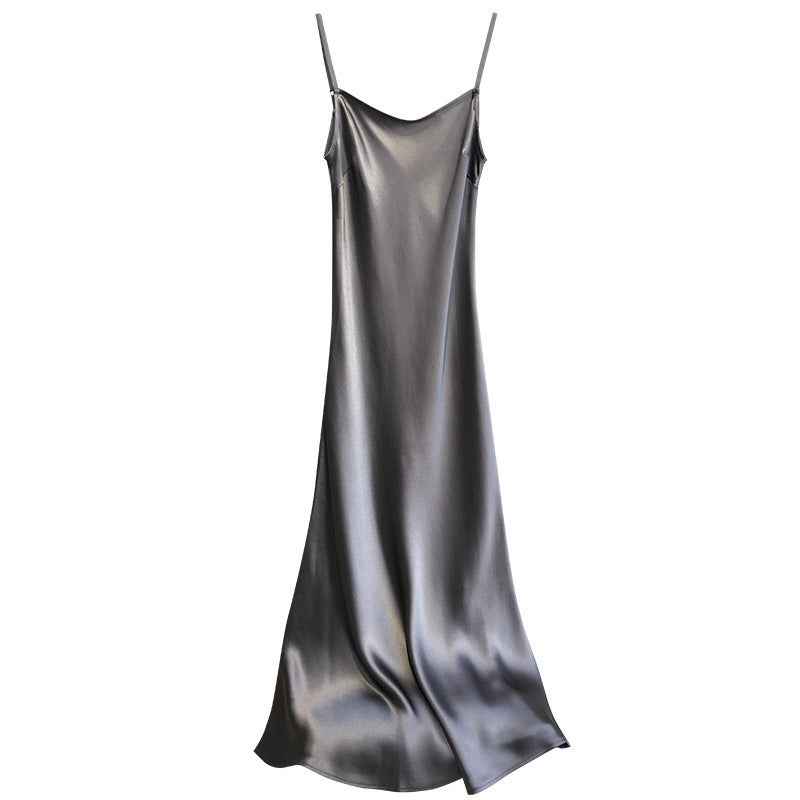 Acetate Satin Slip Dress – Loose & Slim Fit Versatile Satin Dress for All Occasions.