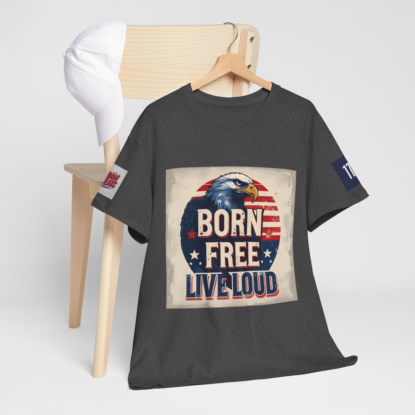 Patriotic Unisex Tee - Born Free Live Loud American Pride Shirt Printify