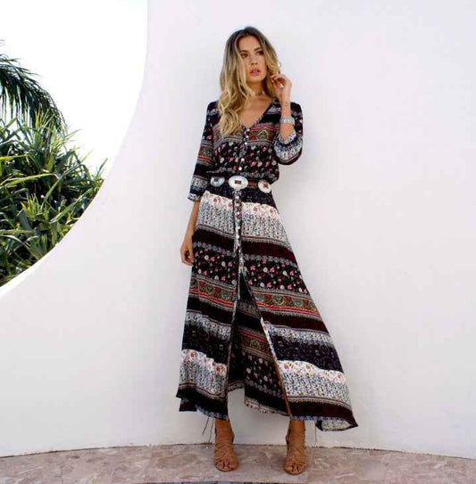 Women’s Beach Boho Maxi Dress – Flowy Summer Vacation & Resort Wear.