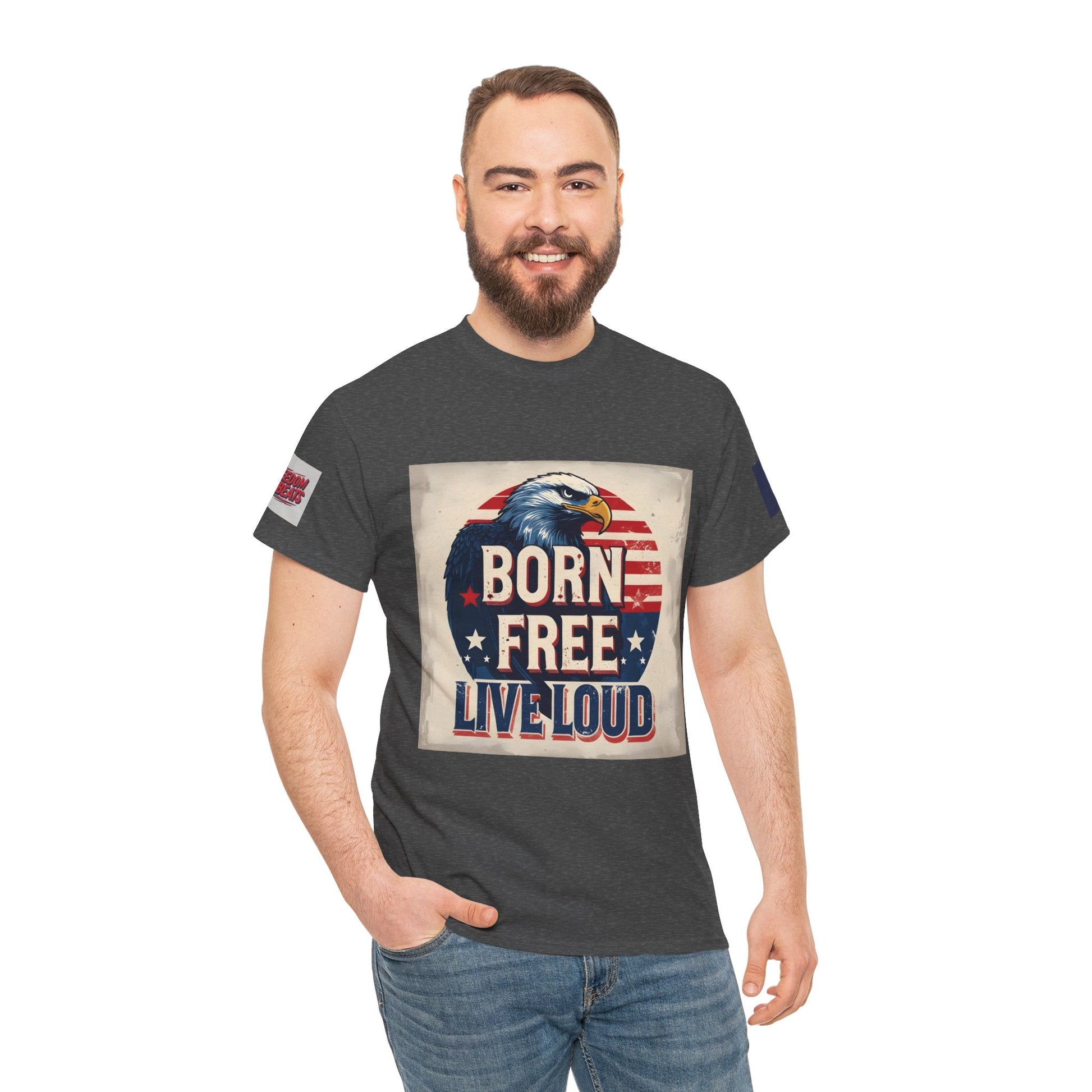 Patriotic Unisex Tee - Born Free Live Loud American Pride Shirt Printify