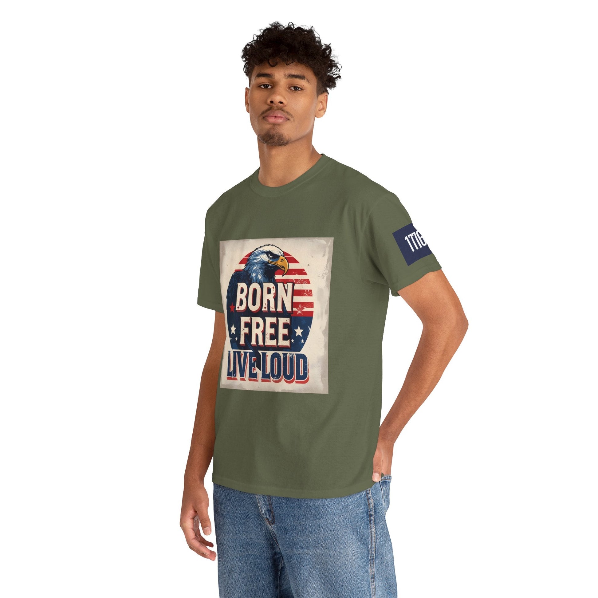 Patriotic Unisex Tee - Born Free Live Loud American Pride Shirt Printify