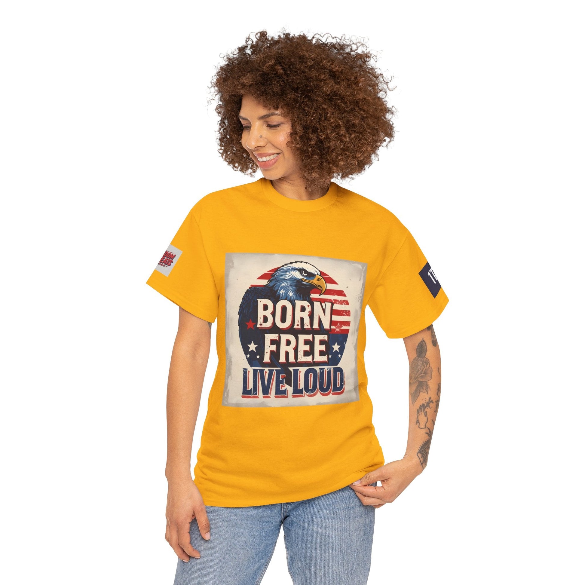 Patriotic Unisex Tee - Born Free Live Loud American Pride Shirt Printify