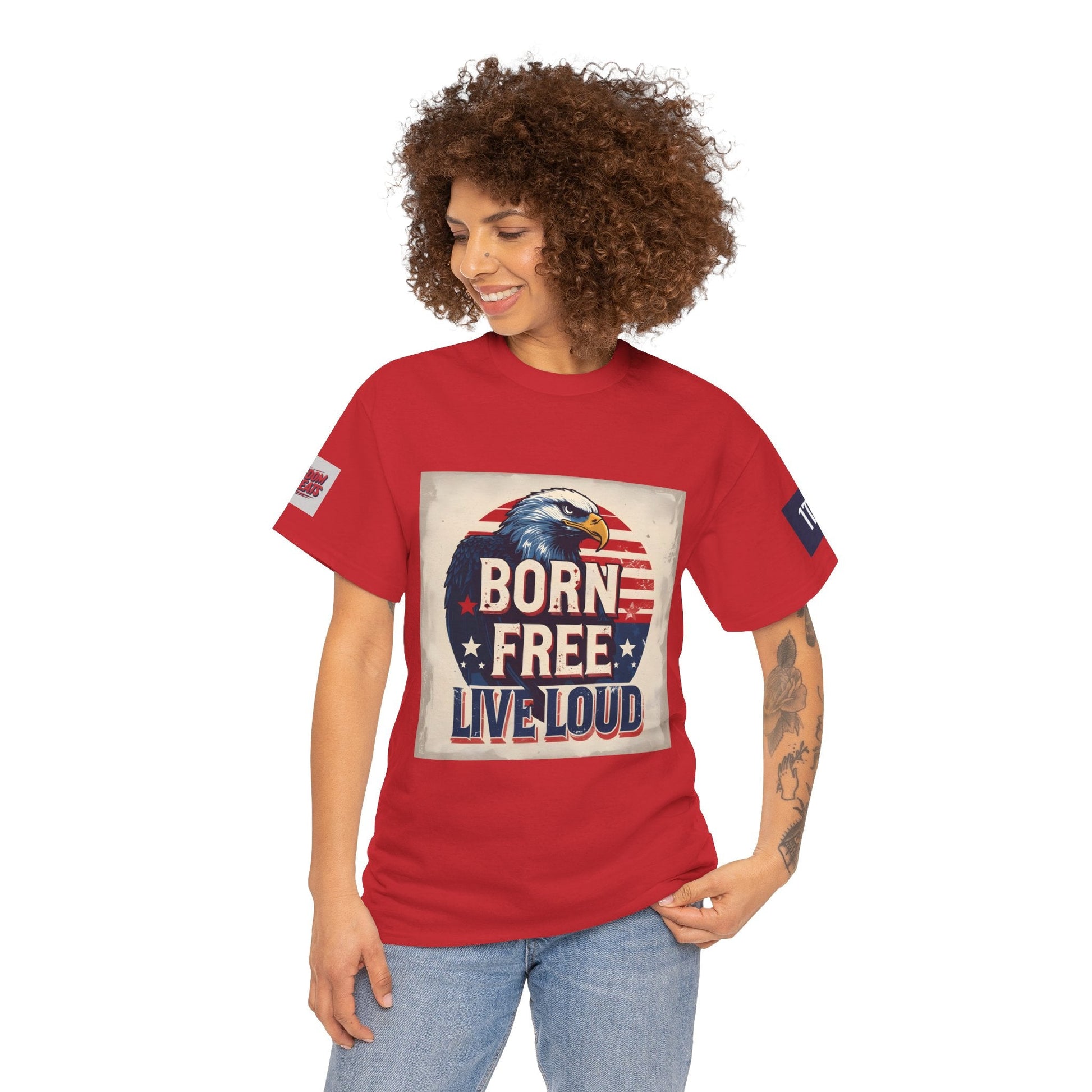 Patriotic Unisex Tee - Born Free Live Loud American Pride Shirt Printify