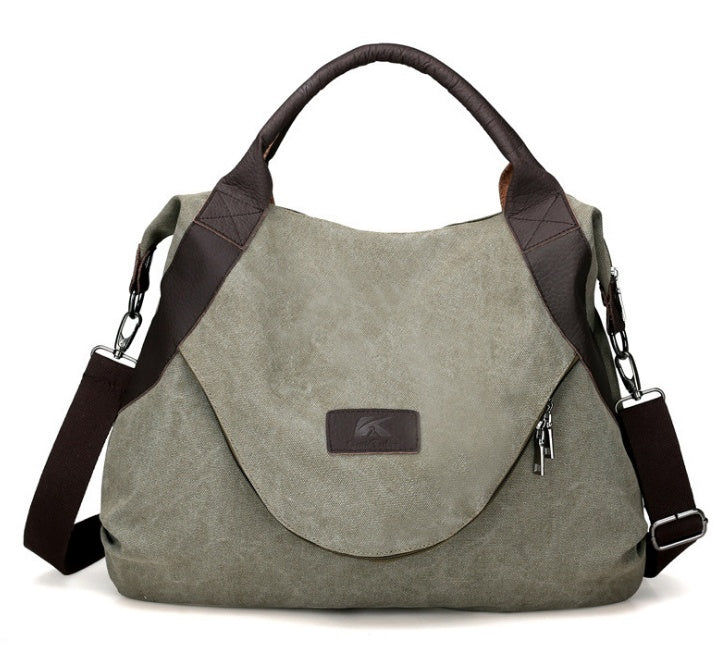 Women’s Minimalist Retro Canvas Bag – Vintage Shoulder & Crossbody Handbag.