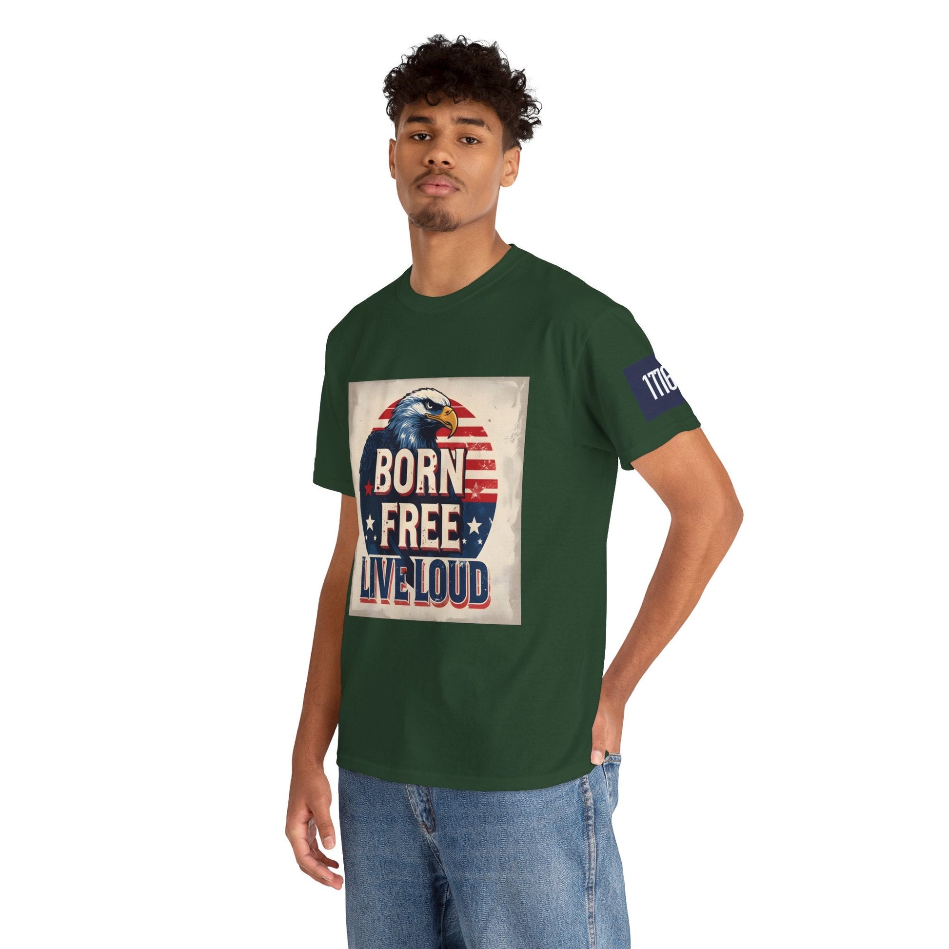 Patriotic Unisex Tee - Born Free Live Loud American Pride Shirt Printify