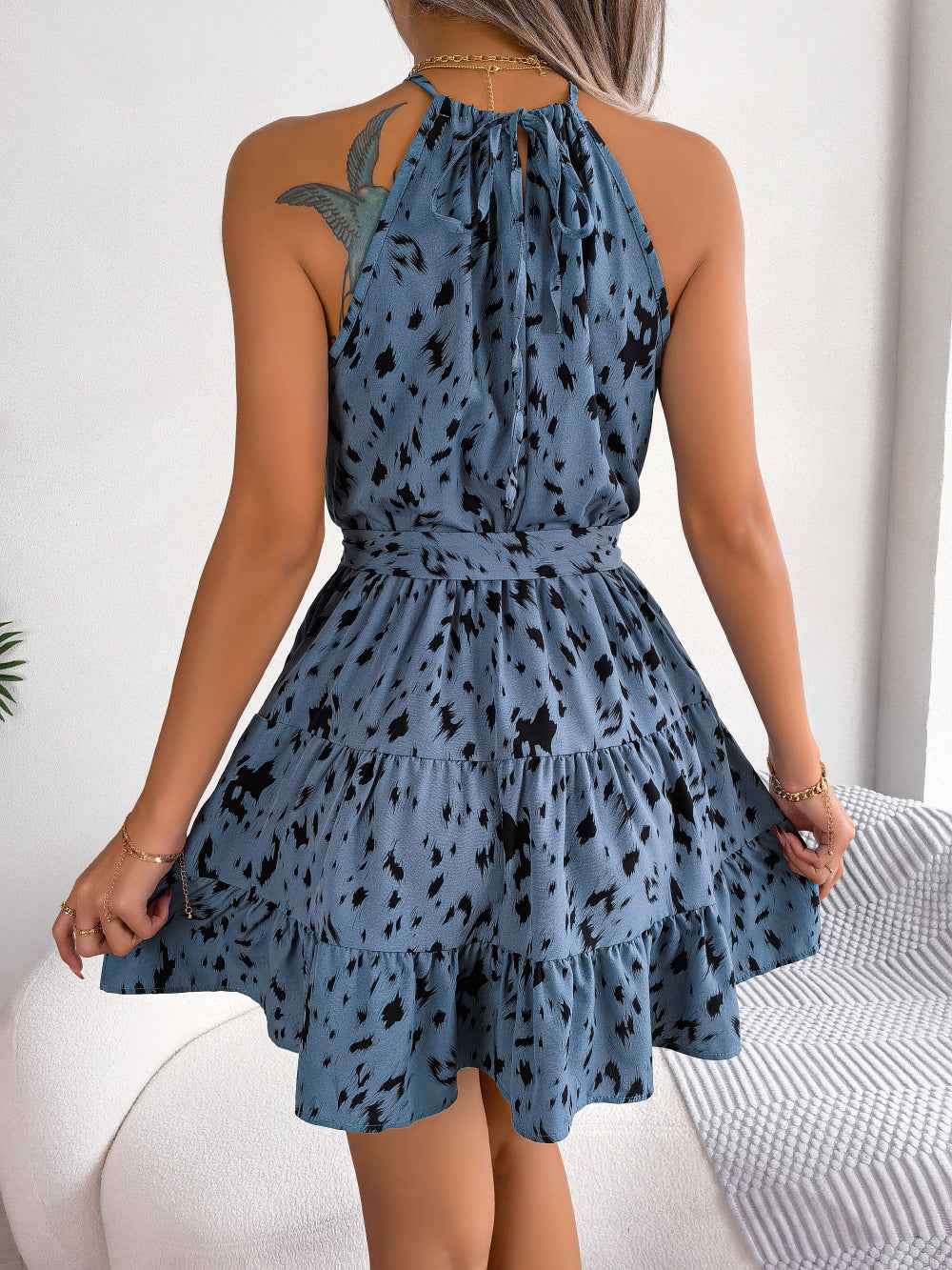 Casual Leopard Print Ruffled Swing Dress – Summer Beach & Vacation Outfit.