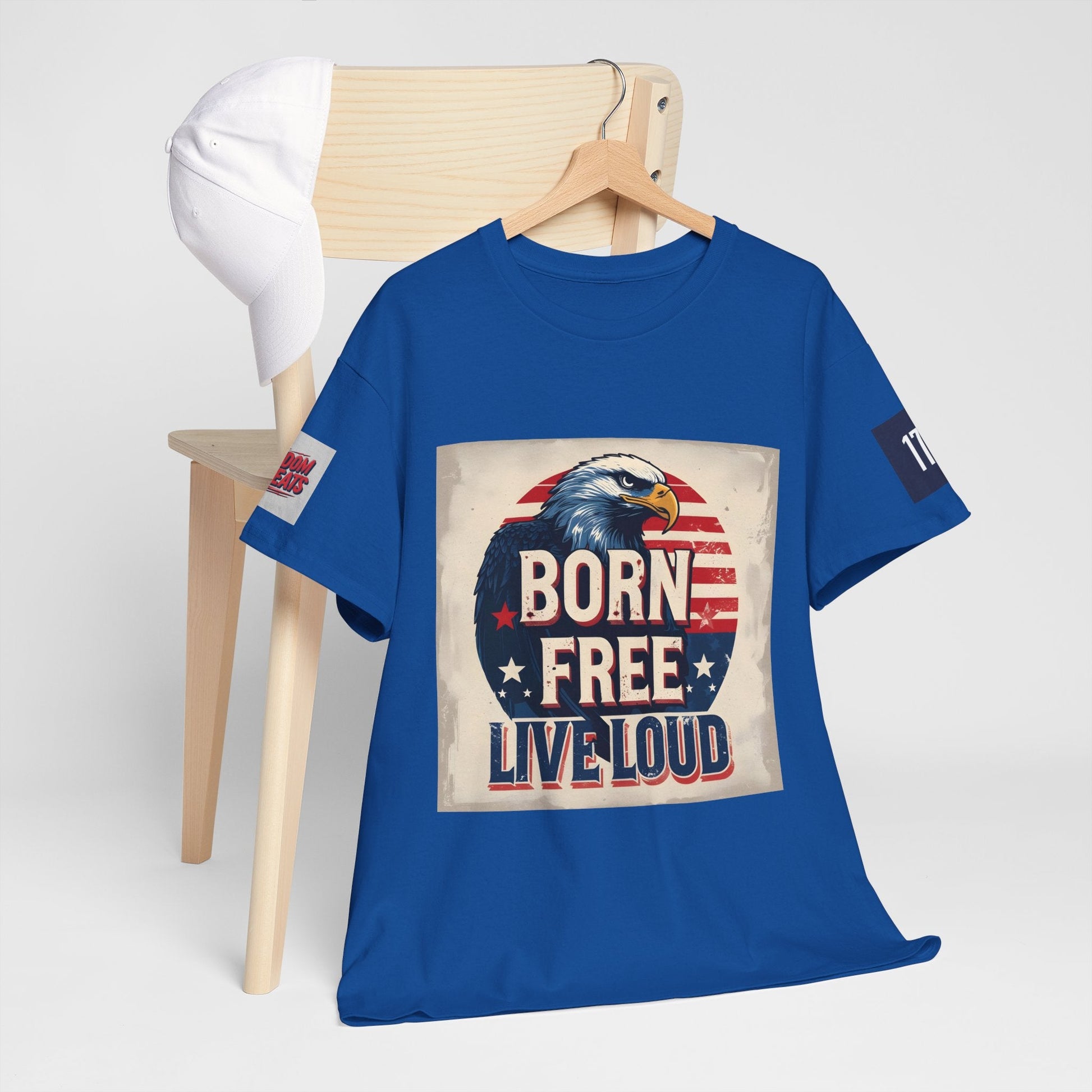 Patriotic Unisex Tee - Born Free Live Loud American Pride Shirt Printify
